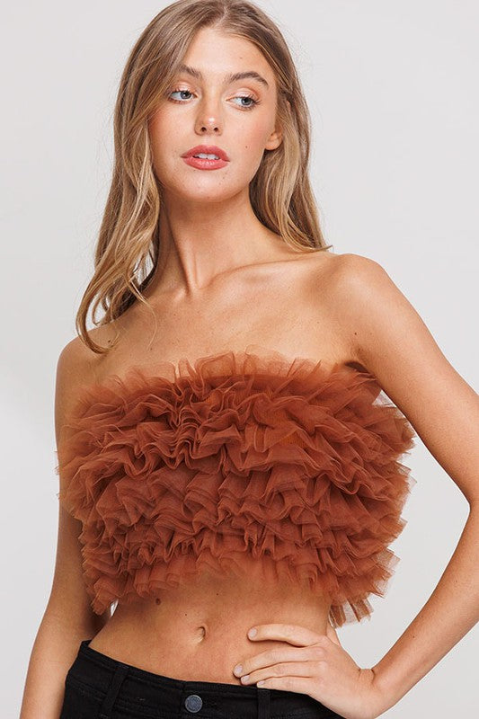 Ruffled Tulle Tube Crop Top – Blacque Onyx Apparel