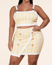 Mellow Vibe Houndstooth Top and Skirt Set - Plus