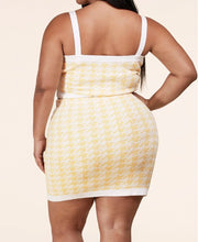 Mellow Vibe Houndstooth Top and Skirt Set - Plus
