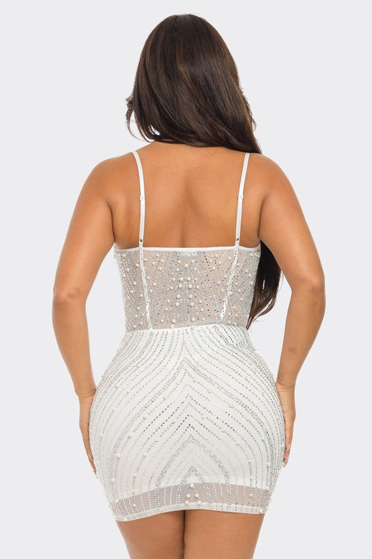 FORM FITTING White MESH DRESS White / S FORM FITTING White MESH DRESS White / S