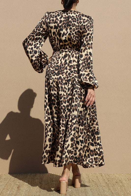Leopard Print Maxi Wrap Dress Medium / Animal
