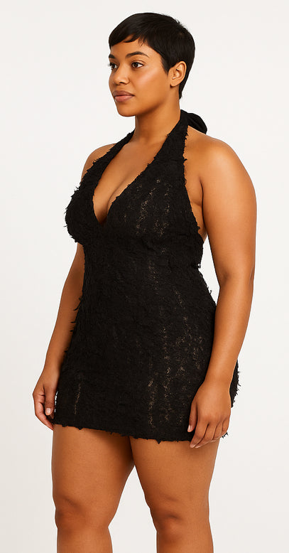 Caught You Looking Halter Mini Dress Medium / Black Caught You Looking Halter Mini Dress Medium / Black