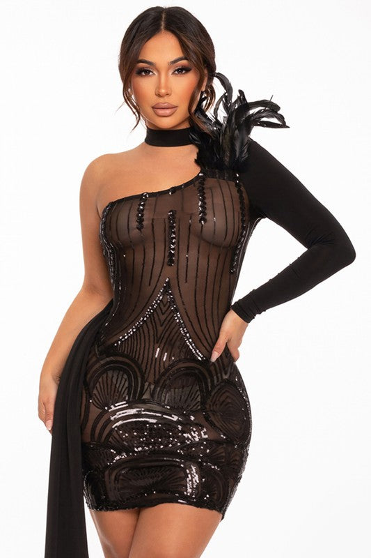 Wild Fantasy Mesh Sequin Mini Dress Blacque Onyx Apparel Wild Fantasy Mesh Sequin Mini Dress Blacque Onyx Apparel