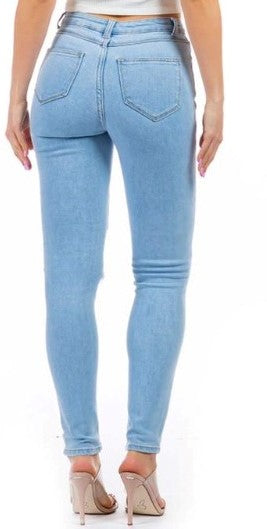 Women's Destroyed Knee High Waist Skinny Jeans – Blacque