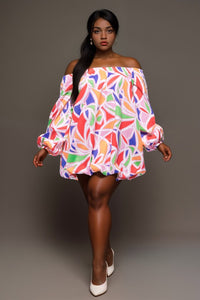off shoulder bubble hem dress Bridget Red Off the Shoulder Bubble Hem Mini Dress - L Size - Women's Dresses