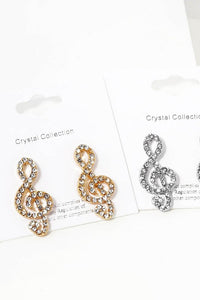 Crystal Pave Music Note Stud Earrings