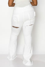 Women's High Waist Distressed Flare Jeans - Plus