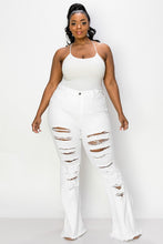 Women's High Waist Distressed Flare Jeans - Plus