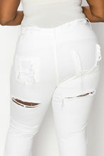 Women's High Waist Distressed Flare Jeans - Plus