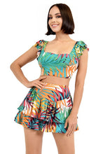 Jungle Palm Two Piece Mini Skirt Set