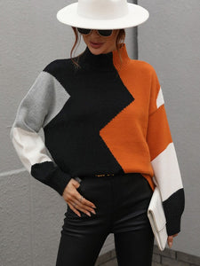 Colorblock Mockneck Sweater