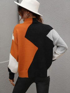 Colorblock Mockneck Sweater