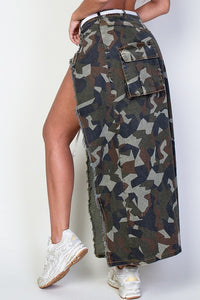 Looking Up Camouflage Asymmetrical Cargo Skirt