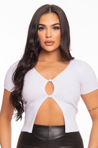 Open Front Short Sleeve Crop Top