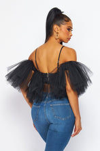 Sweet Surprise Puffy Tulle Cold Shoulder Crop Top