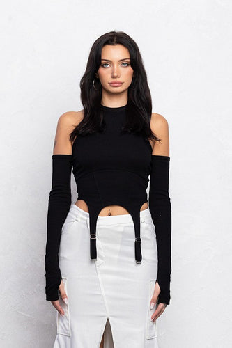 Strappy Tease Ribbed Cami Top with Buckle Detail