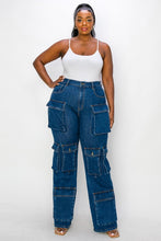 Women's Multi Pocket Cargo Straight Leg Jeans - Plus