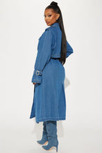 Ride or Die Denim Belted Double-Breasted Trench Coat