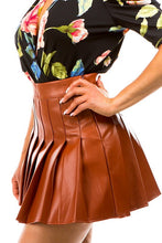 Faux Leather Pleated Mini Skirt