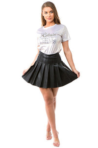 Faux Leather Pleated Mini Skirt