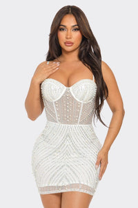 rhinestone pearl mesh cover up dress Mesh Pearl Rhinestone Cover Up