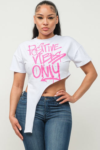 Positive Vibes Only Cropped Top T-Shirt