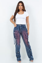 Women's Colored Wash Multi Cargo Pocket Denim Jeans