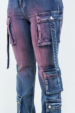 Women's Colored Wash Multi Cargo Pocket Denim Jeans