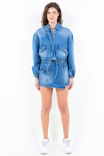 Blue Roses Denim Drawstring Jacket and Skort Set