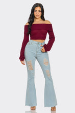 Women's Fold Over Off Shoulder Crop Top - Plus