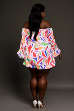 In Living Color Abstract Off Shoulder Bubble Dress - Plus