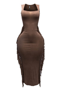 Hot Mimi Sleeveless Fringe Maxi Dress