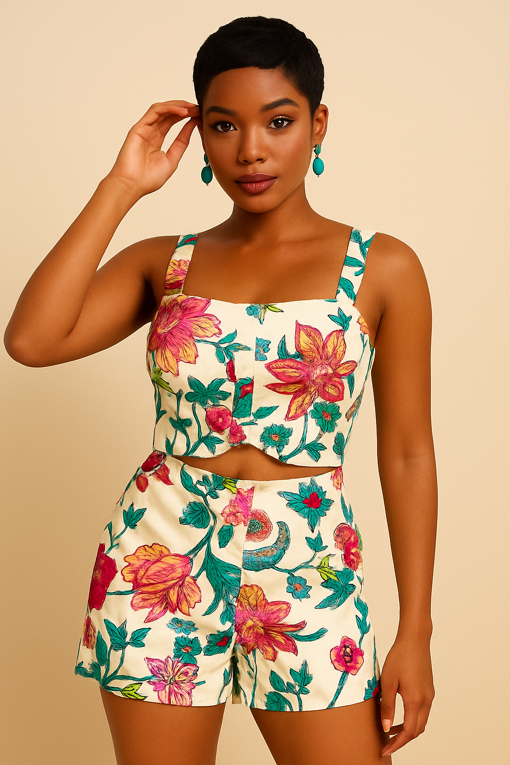 Daytime Glow Two-Piece Floral Short Set