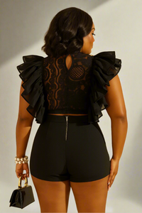 After Midnight Double Ruffled Lace Blouse