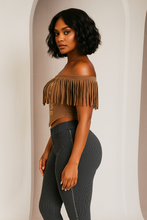 Wanderlust Fringe Off Shoulder Graphic Top