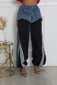 Retro Wide Leg Contrast Sport Jeans