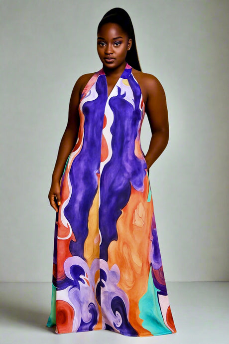 She's On Point Maxi Halter Dress