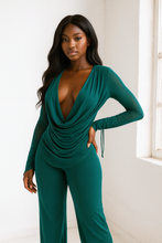 Cowl Neck Long Sleeve Top & Wide Leg Pants Set