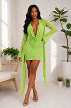 Extreme Cowl Neck Sheer Mini Dress