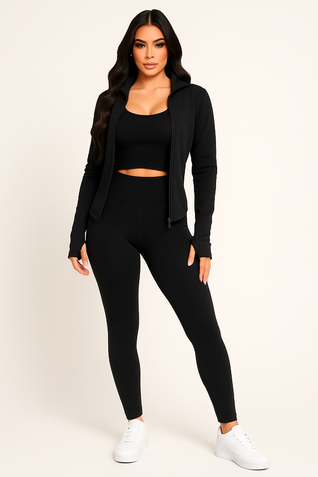 Three Piece Ribbed Activewear Set