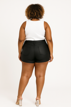 High Waist Faux Leather Shorts - Plus