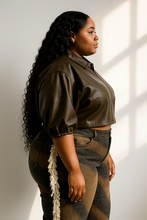 Boss Lady Puff Sleeve Cropped Leather Jacket - Plus