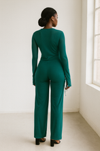 Cowl Neck Long Sleeve Top & Wide Leg Pants Set