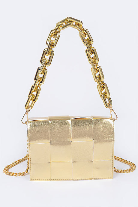 Metallic Braided Chain Shoulder Bag