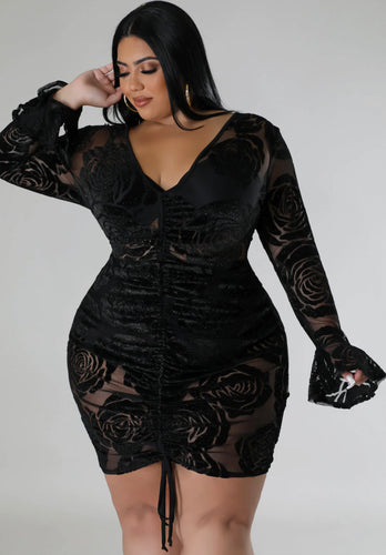 Hide and Seek See-Through Mini Dress - Curvy