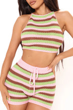 It's A Summer Vibe Crochet Stripe Short Set