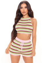 It's A Summer Vibe Crochet Stripe Short Set