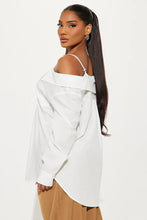 Long Sleeves Off Shoulder White Button Up Top