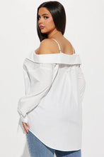 Long Sleeves Off Shoulder White Button Up Top