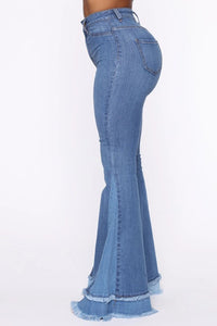 High Rise Two Tone Flare Jeans